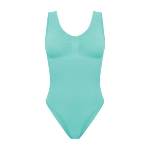 creamy fabrics Damen Figurformender Shapewear Bodysuit mit Slip – Tank Body mit breiten Trägern – Starke Kompression Bauch & Taille – Nahtlos für glatte Silhouette & Po-Lifting – Mint 2XL von creamy fabrics