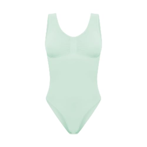 creamy fabrics Damen Figurformender Shapewear Bodysuit mit Slip – Tank Body mit breiten Trägern – Starke Kompression Bauch & Taille – Nahtlos für glatte Silhouette & Po-Lifting – Sage Green 5XL von creamy fabrics