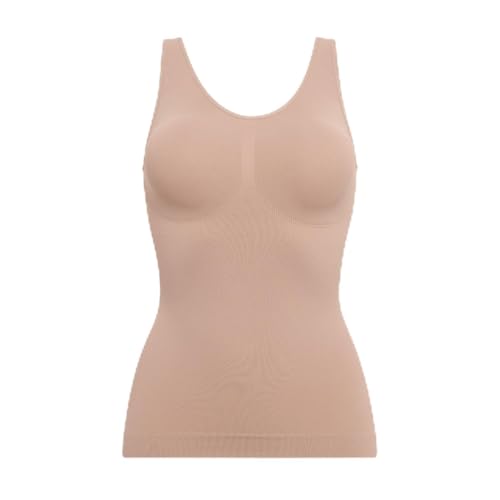 creamy fabrics Damen Figurformendes Shapewear Tanktop – Shaping Unterhemd mit starker Kompression für Bauch & Taille – Nahtloses Unterzieh-Top für glatte Silhouette & hohen Komfort – Beige S von creamy fabrics