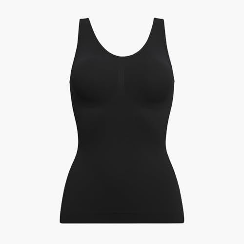 creamy fabrics Damen Figurformendes Shapewear Tanktop – Shaping Unterhemd mit starker Kompression für Bauch & Taille – Nahtloses Unterzieh-Top für glatte Silhouette & hohen Komfort – Schwarz L von creamy fabrics