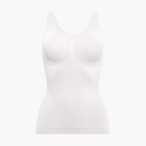 creamy fabrics Damen Figurformendes Shapewear Tanktop – Shaping Unterhemd mit starker Kompression für Bauch & Taille – Nahtloses Unterzieh-Top für glatte Silhouette & hohen Komfort – Weiß XL von creamy fabrics