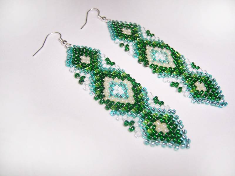 Ohrringe, Ethno, Rocailles, Türkis, Grün, Seed Beads Ohrringe, Ethno, Rocailles, Türkis, Grün, Seed Beads von creatine