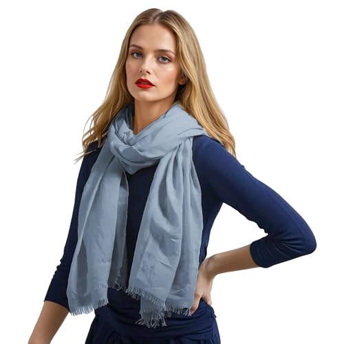 creazioni unique Bambus Schal Damen MADE IN ITALY - Frühling/Sommer Accessoire - Bamboo Scarf Women - Schals & Tücher für Damen (Denim) von creazioni unique