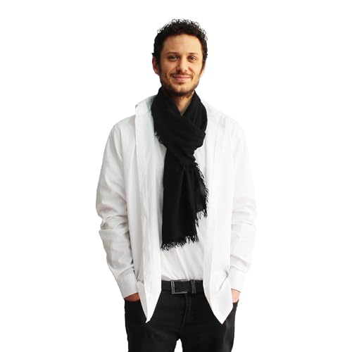 creazioni unique Bambus Schal Mann MADE IN ITALY - Frühling/Sommer Accessoire - Bamboo Scarf Men - Schals & Tücher für Mann (Schwarz) von creazioni unique