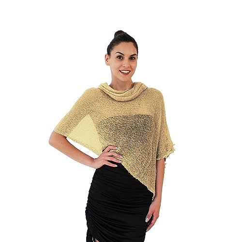 creazioni unique Poncho Damen Elegant ITALIAN DESIGN - Ehefrau und Mutter Geschenk - Thermo-Viskosenetz-Schal für Frauen mit Kirschblüten-Essenz (Gold) von creazioni unique