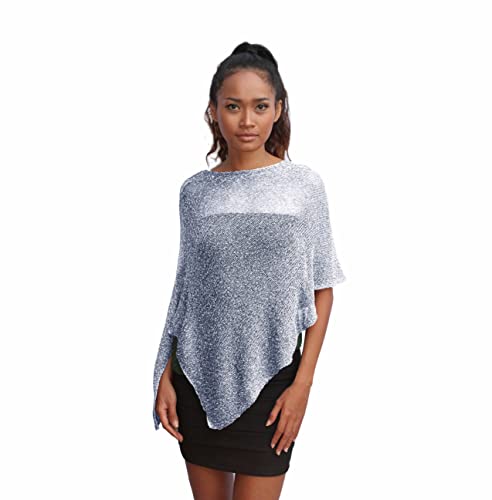 creazioni unique Poncho Damen Elegant ITALIAN DESIGN - Ehefrau und Mutter Geschenk - Thermo-Viskosenetz-Schal für Frauen mit Kirschblüten-Essenz (Silber Grau) von creazioni unique