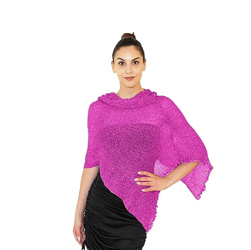 creazioni unique Poncho Damen Elegant ITALIAN DESIGN - Ehefrau und Mutter Geschenk - Thermo-Viskosenetz-Schal für Frauen mit Kirschblüten-Essenz (Fuchsia) von creazioni unique