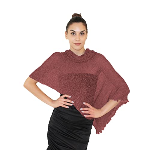 creazioni unique Poncho Damen Elegant ITALIAN DESIGN - Ehefrau und Mutter Geschenk - Thermo-Viskosenetz-Schal für Frauen mit Kirschblüten-Essenz (Goji) von creazioni unique