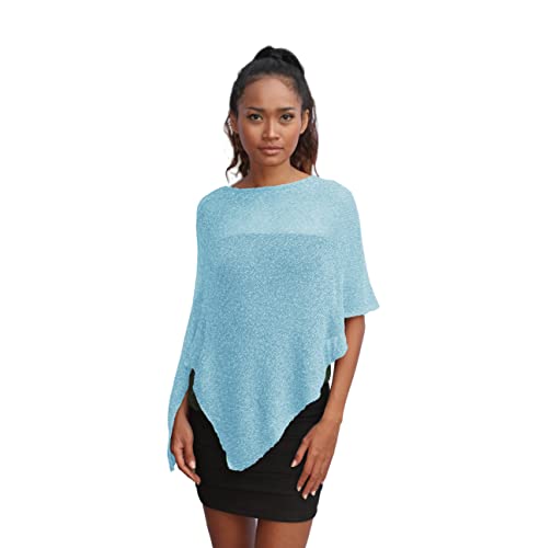 creazioni unique Poncho Damen Elegant ITALIAN DESIGN - Ehefrau und Mutter Geschenk - Thermo-Viskosenetz-Schal für Frauen mit Kirschblüten-Essenz (Himmel) von creazioni unique