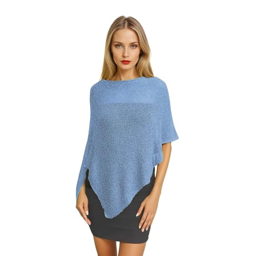 creazioni unique Poncho Damen Elegant Italian Design - Ehefrau und Mutter Geschenk - Thermo-Viskosenetz-Schal für Frauen mit Kirschblüten-Essenz (Kornblume) von creazioni unique