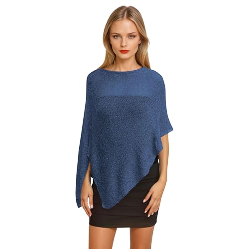 creazioni unique Poncho Damen Elegant Italian Design - Ehefrau und Mutter Geschenk - Thermo-Viskosenetz-Schal für Frauen mit Kirschblüten-Essenz (Marineblau) von creazioni unique