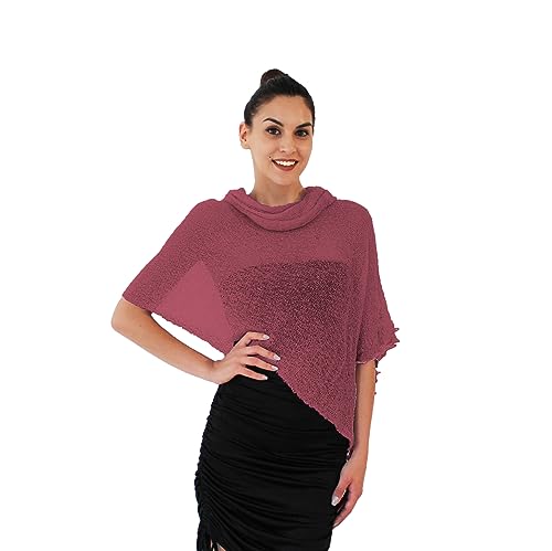 creazioni unique Poncho Damen Elegant ITALIAN DESIGN - Ehefrau und Mutter Geschenk - Thermo-Viskosenetz-Schal für Frauen mit Kirschblüten-Essenz (Pflaume) von creazioni unique