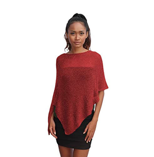 creazioni unique Poncho Damen Elegant ITALIAN DESIGN - Ehefrau und Mutter Geschenk - Thermo-Viskosenetz-Schal für Frauen mit Kirschblüten-Essenz (Hell Burgund) von creazioni unique