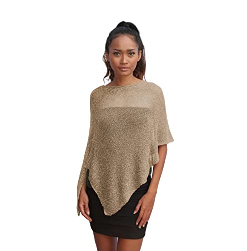 creazioni unique Poncho Damen Elegant ITALIAN DESIGN - Ehefrau und Mutter Geschenk - Thermo-Viskosenetz-Schal für Frauen mit Kirschblüten-Essenz (Gold Sand) von creazioni unique