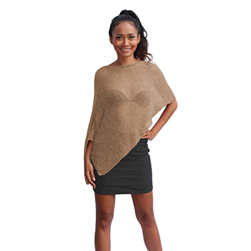 creazioni unique Poncho Damen Elegant ITALIAN DESIGN - Ehefrau und Mutter Geschenk - Thermo-Viskosenetz-Schal für Frauen mit Kirschblüten-Essenz (Sand) von creazioni unique