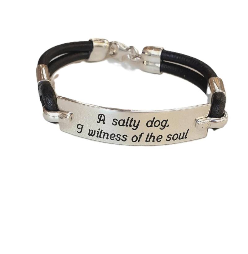 925Er Silberplatte Und Lederarmband, Mit Anpassbarer Gravur Initialen von creazioniorafe