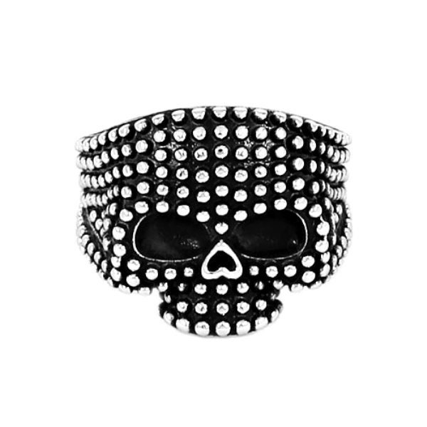 Gepunkteter Silberner Totenkopfring von creazioniorafe