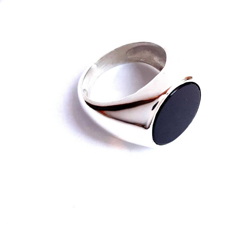 Herrenring Aus 925Er Silber Mit Schwarzem Stein von creazioniorafe