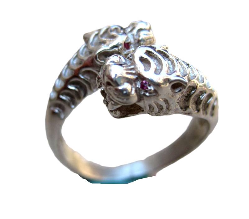 Silberner Tigerkopfring von creazioniorafe