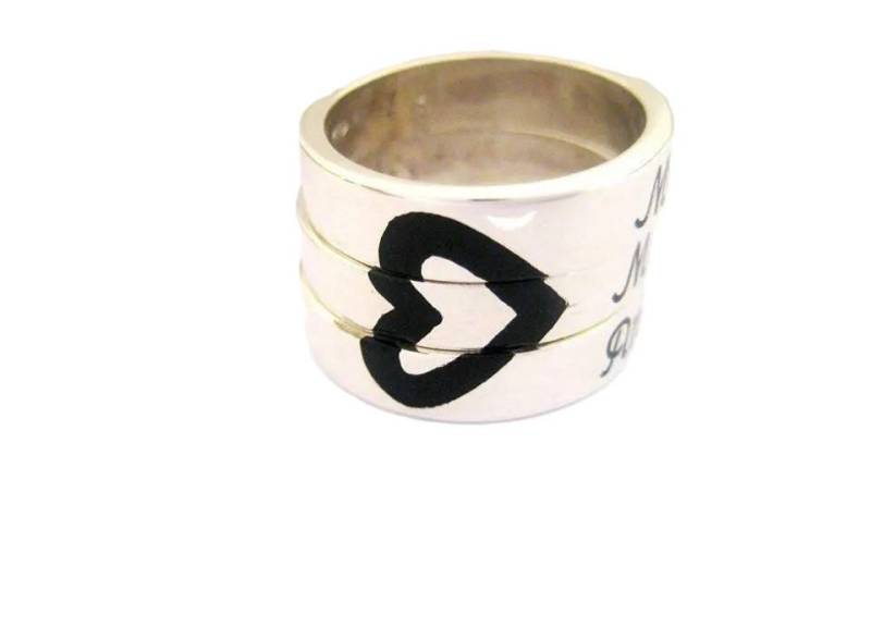 Silberner Triptychon-Herzring von creazioniorafe