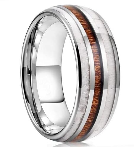 crigema Herren-Ring aus Wolfram mit 8 mm Koa-Holz Inlay für Herren und Damen, Unkostbares Metall, Kein Edelstein crigema Herren-Ring aus Wolfram mit 8 mm Koa-Holz Inlay für Herren und Damen, Unkostbares Metall, Kein Edelstein von crigema