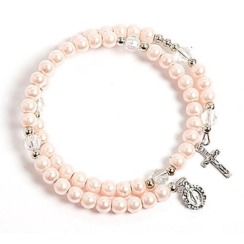 crigema - Rosenkranz-Armband mit Feder mit Kreuz und Medaille der Wundertätigen Madonna - Umfang 19 cm, Circonferenza 19 cm, Glas, Kein Edelstein crigema - Rosenkranz-Armband mit Feder mit Kreuz und Medaille der Wundertätigen Madonna - Umfang 19 cm, Circonferenza 19 cm, Glas, Kein Edelstein von crigema