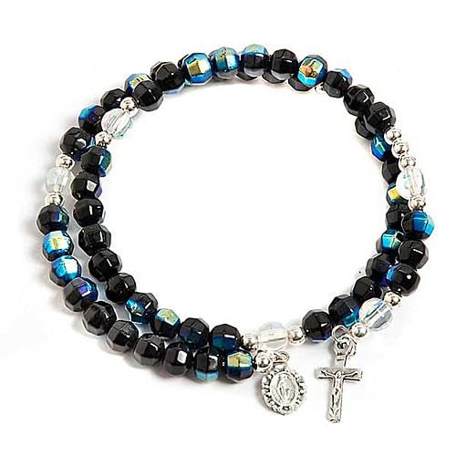 crigema - Rosenkranz-Armband mit Feder mit Kreuz und Medaille der Wundertätigen Madonna - Umfang 19 cm, Circonferenza 19 cm, Glas, Kein Edelstein crigema - Rosenkranz-Armband mit Feder mit Kreuz und Medaille der Wundertätigen Madonna - Umfang 19 cm, Circonferenza 19 cm, Glas, Kein Edelstein von crigema