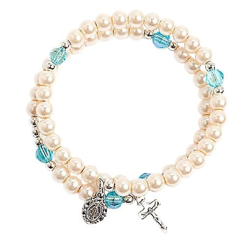 crigema - Rosenkranz-Armband mit Feder mit Kreuz und Medaille der Wundertätigen Madonna - Umfang 19 cm, Circonferenza 19 cm, Glas, Kein Edelstein crigema - Rosenkranz-Armband mit Feder mit Kreuz und Medaille der Wundertätigen Madonna - Umfang 19 cm, Circonferenza 19 cm, Glas, Kein Edelstein von crigema