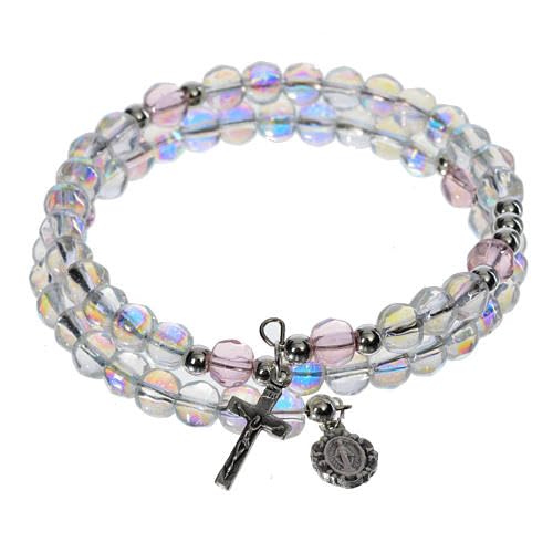 crigema - Rosenkranz-Armband mit Feder mit Kreuz und Medaille der Wundertätigen Madonna - Umfang 19 cm, Circonferenza 19 cm, Glas, Kein Edelstein crigema - Rosenkranz-Armband mit Feder mit Kreuz und Medaille der Wundertätigen Madonna - Umfang 19 cm, Circonferenza 19 cm, Glas, Kein Edelstein von crigema