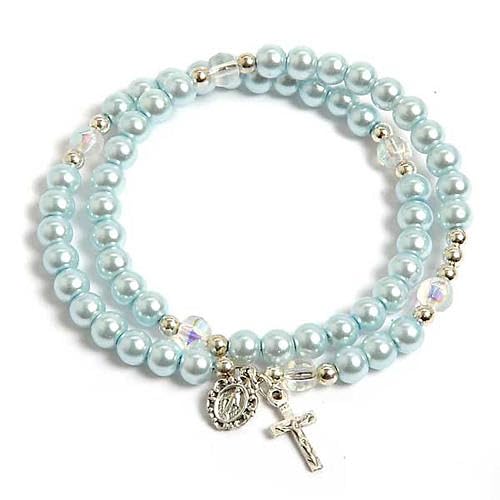 crigema - Rosenkranz-Armband mit Feder mit Kreuz und Medaille der Wundertätigen Madonna - Umfang 19 cm, Circonferenza 19 cm, Glas, Kein Edelstein crigema - Rosenkranz-Armband mit Feder mit Kreuz und Medaille der Wundertätigen Madonna - Umfang 19 cm, Circonferenza 19 cm, Glas, Kein Edelstein von crigema