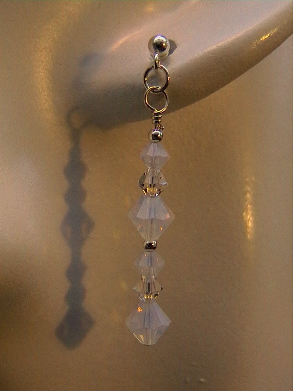 Fire N Ice - Swarovski White Opal Und Klarem Kristall Ohrringe in 925Er Silber Fire N Ice - Swarovski White Opal Und Klarem Kristall Ohrringe in 925Er Silber von criscreations
