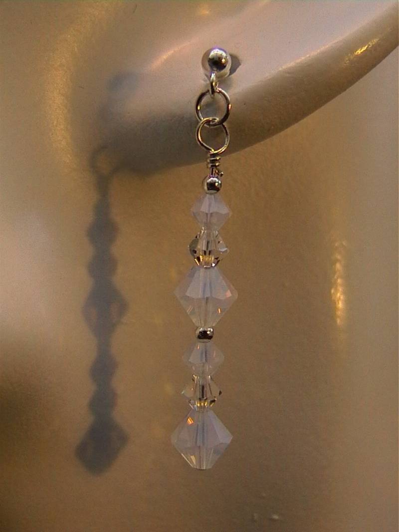 Fire N Ice - Swarovski White Opal Und Klarem Kristall Ohrringe in 925Er Silber Fire N Ice - Swarovski White Opal Und Klarem Kristall Ohrringe in 925Er Silber von criscreations