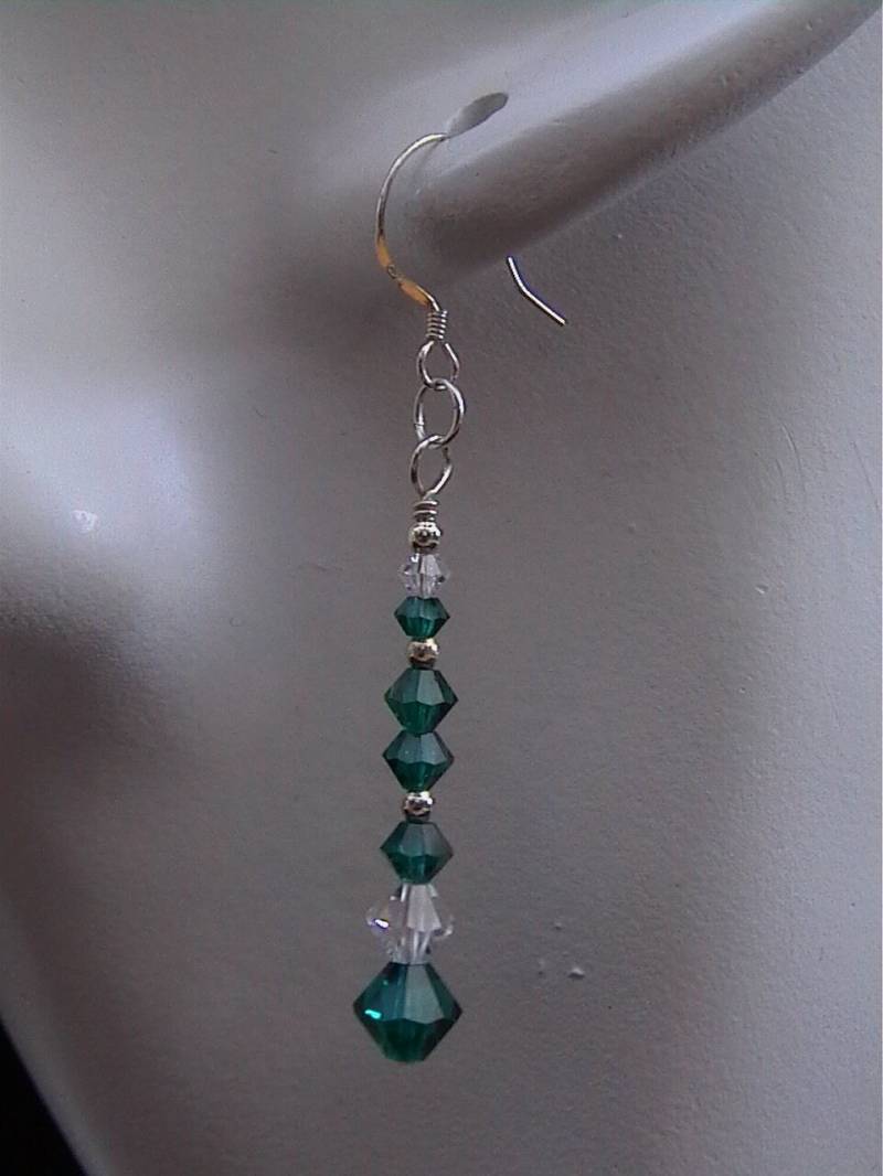 Neid - Swarovski Smaragd Und Klarem Kristall-Ohrringe in 925Er Silber von criscreations