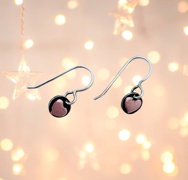 Winziges Kupfer Herz Mit Sterling Silber Ohrringe-Vegane Ohrringe-Zierlich-Vegan Geschenk-Geburtstag-Jubiläum-Recycled-Liebe-Valentinstag-Herz von crobinsondesign