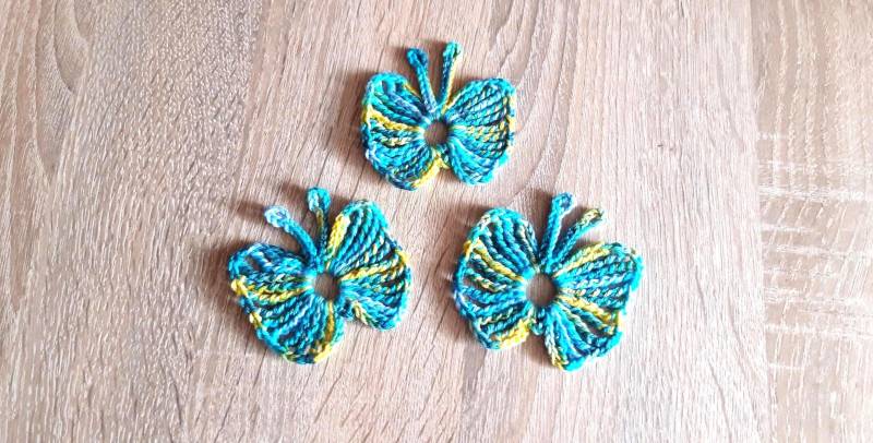 3 Schmetterlinge Gehäkelt Türkisbunt von crochet4angel