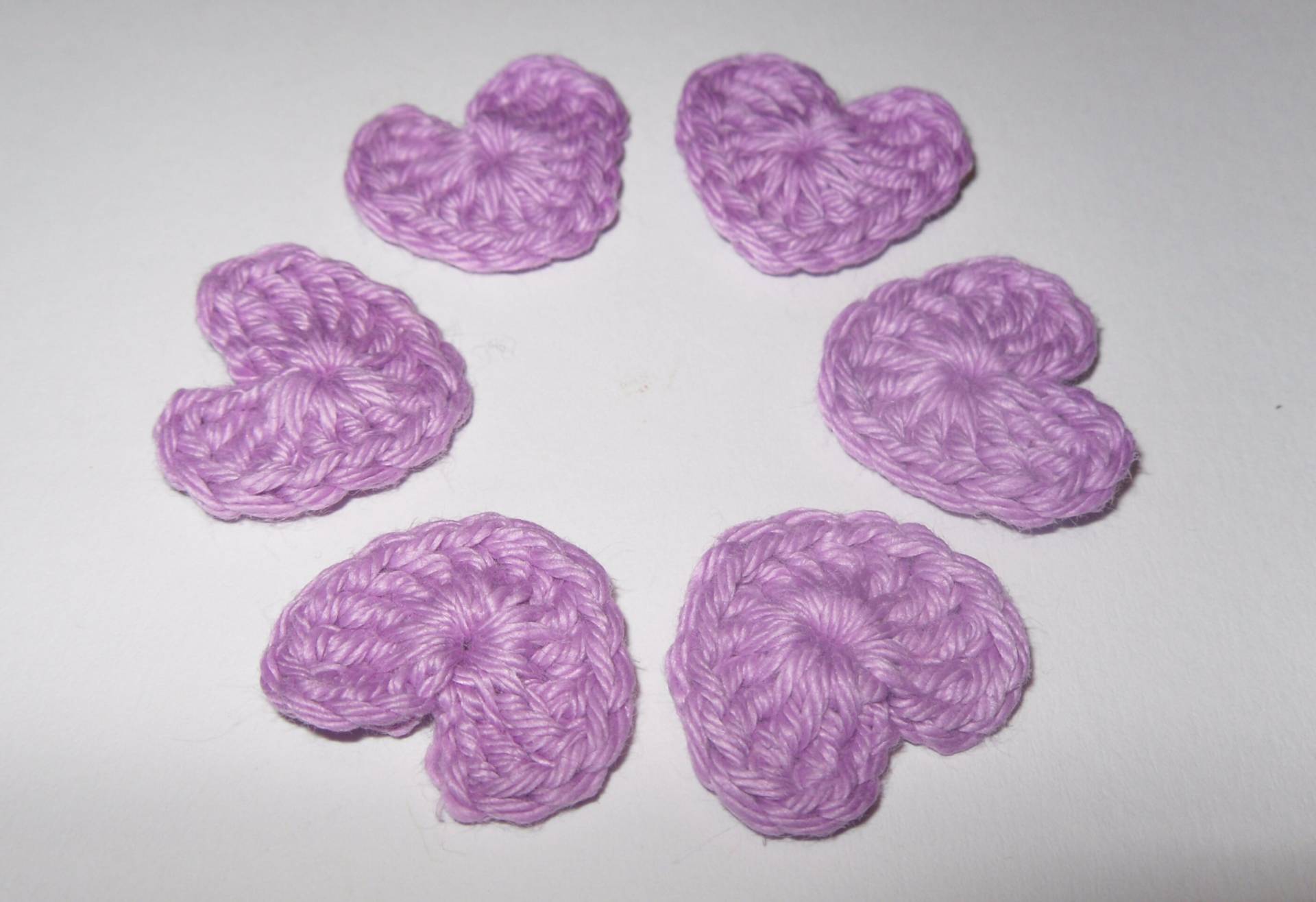 6 Gehäkelte Herzchen Violett von crochet4angel