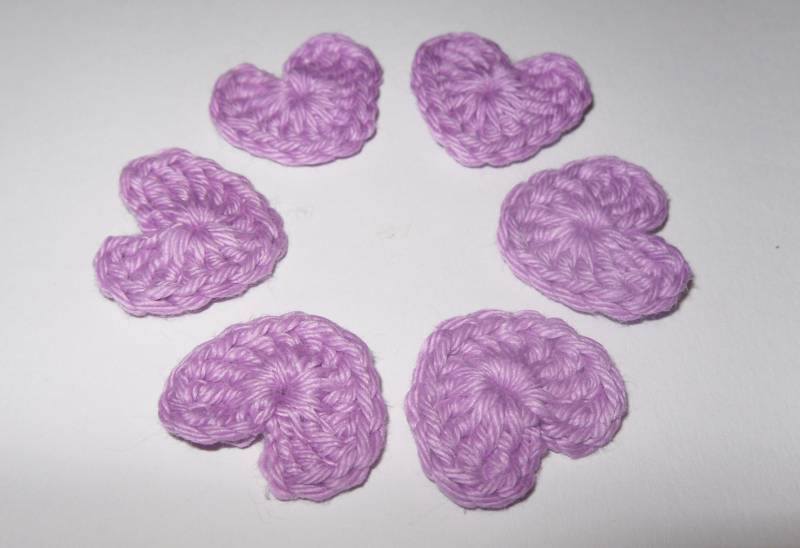 6 Gehäkelte Herzchen Violett von crochet4angel