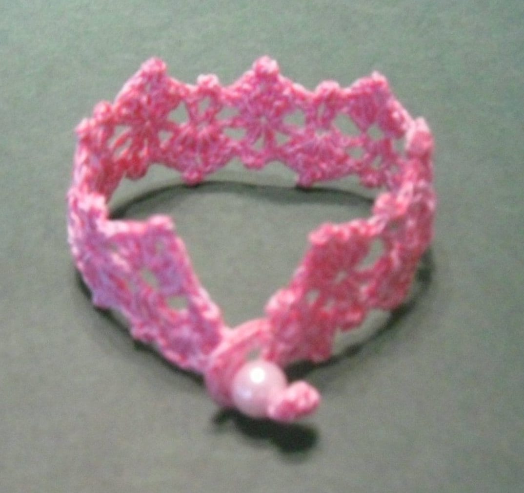 Armband Gehäkelt Rosa-Weiß Meliert von crochet4angel