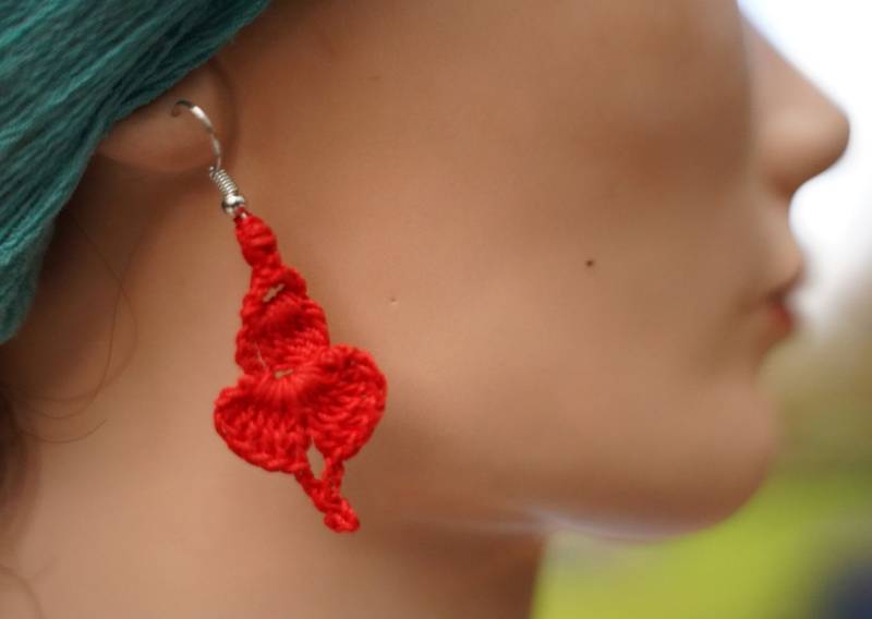 Ohrringe Asian Style Gehäkelt Rot von crochet4angel