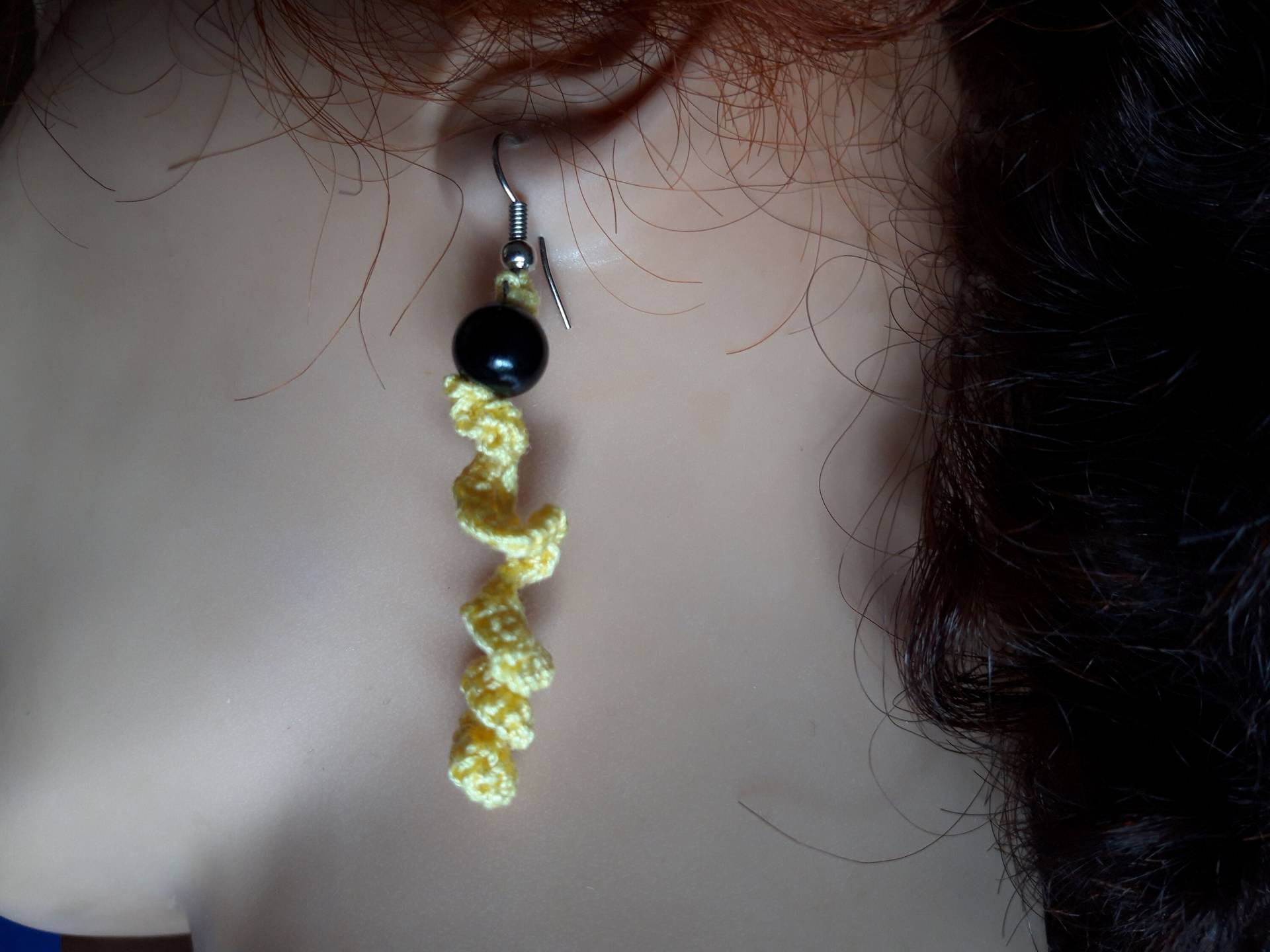 Spiral-Ohrringe Gehäkelt Gelb von crochet4angel