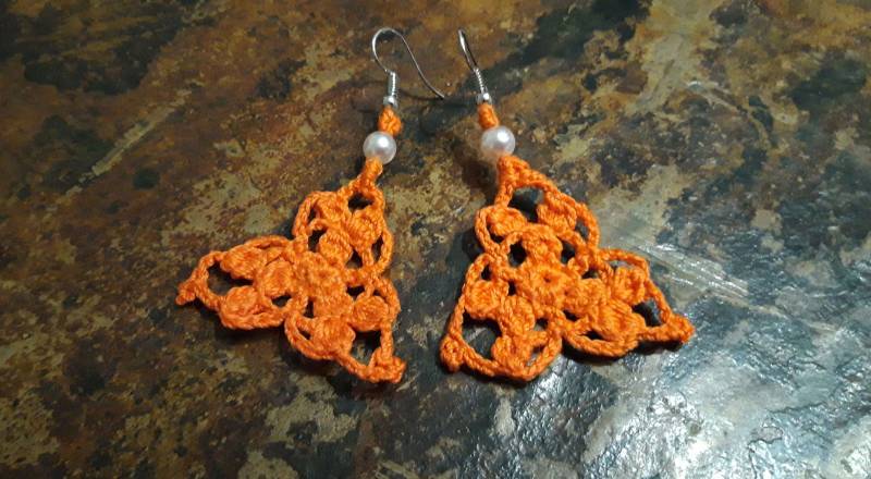 Triangle Ohrringe Gehäkelt Orange von crochet4angel