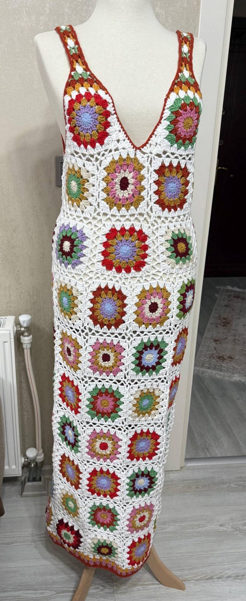 Häkeln Oma Quadrat Langes Kleid, Handgestricktes Sommerkleid, Häkeln Maxi Kleid, Hippie Kleidung Festival Kleid, Geschenk Für Sie von crochetbysehri