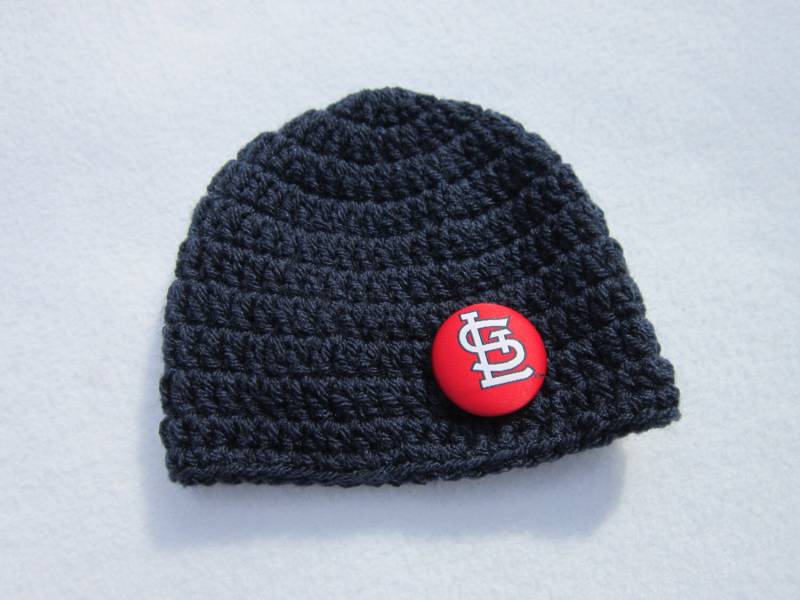 Gehäkelte Navy St. Louis Cardinals Baby Mütze Photo Prop von crochetedbycharlene