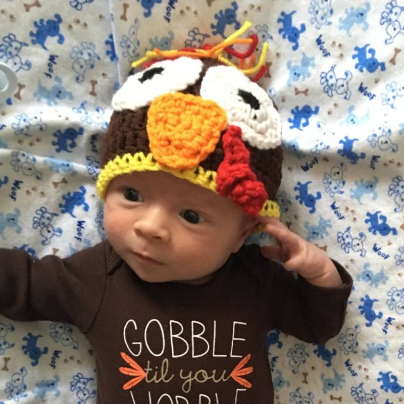 Gehäkelte Truthahn Baby Mütze Thanksgiving Herbstmütze von crochetedbycharlene