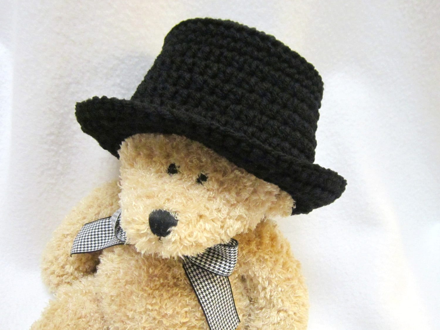 Gehäkelter Zylinder Hut Schwarzer Fedora Photo Prop von crochetedbycharlene