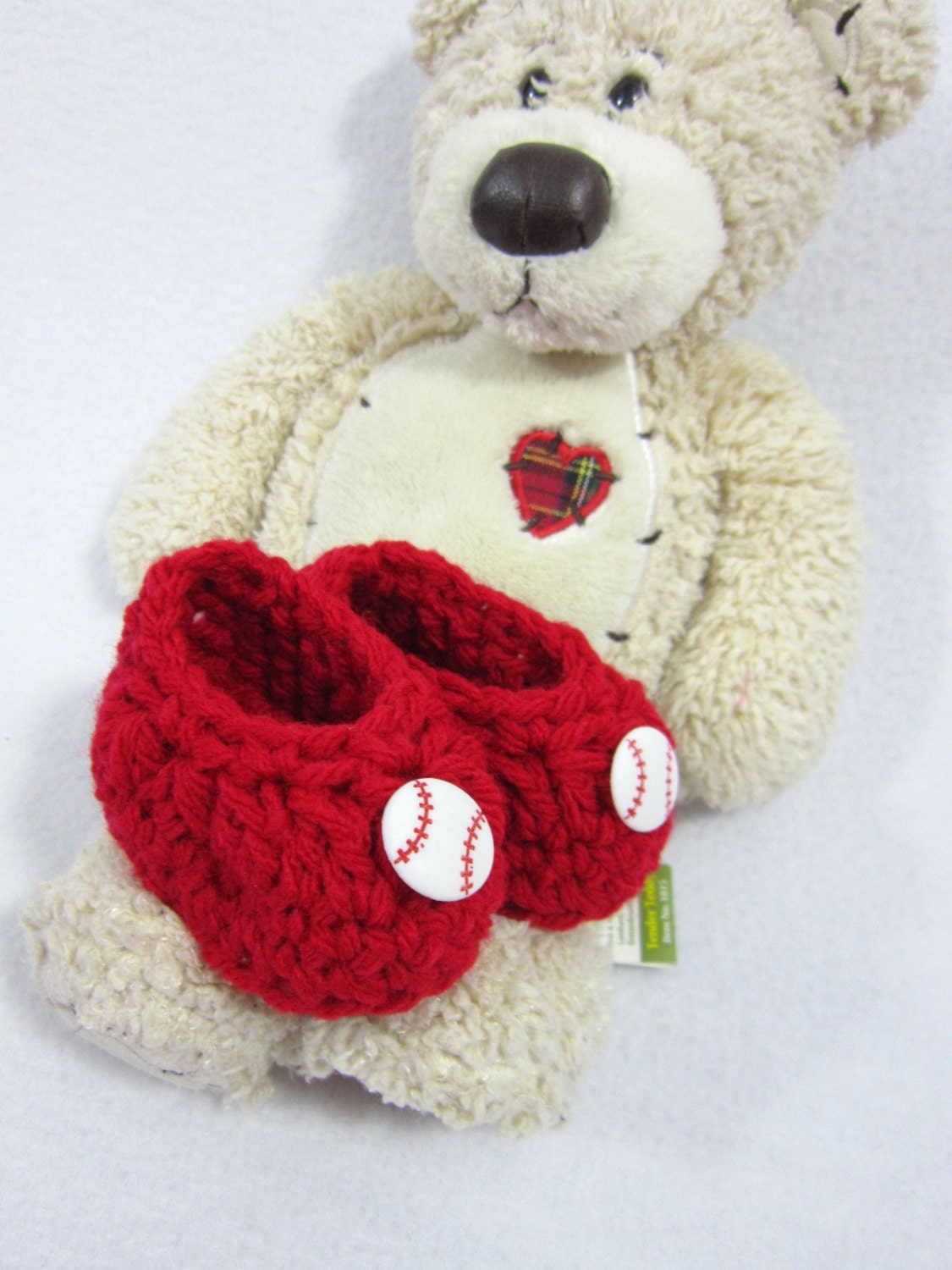 Rote Gehäkelte Baseball Baby Booties Geschenk Zur Geburt von crochetedbycharlene