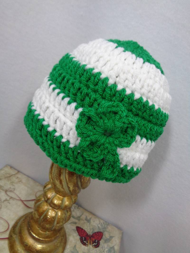 st. Patrick's Day Mütze, Patty's Gehäkelte Mütze Mit Kleeblatt von crochetedbycharlene