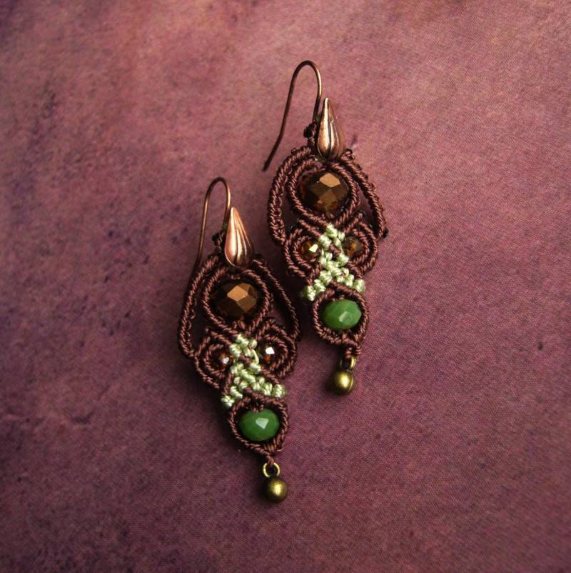Makramee Ohrringe, Ohrhänger, Micromacrame Earrings, Geschenk Für Frau von crochetjewelsetsy