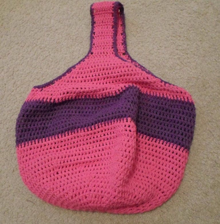 Markttasche/strandtasche Aus Baumwollgarn in Pink Und Lila von crochetknittingqueen