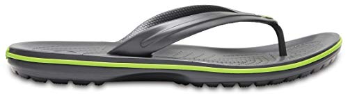 Crocs Crocband Flip-Sandalen – Unisex Flip-Sandalen für Erwachsene – Wasserdichte, schnell trocknende Flip-Flops – Graphite/Volt Green – Größe 45-46 von Crocs